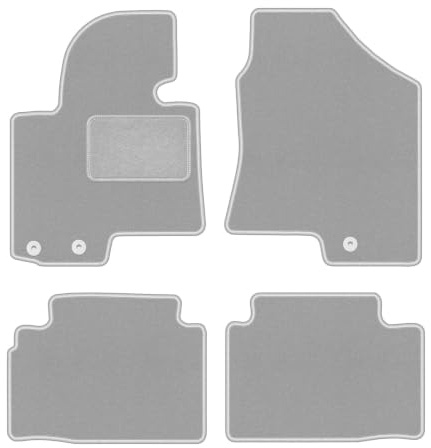 Velours-Fußmatten passend für Hyundai ix35 2009-2015, Grau, Oslo, passgenau | passend für SUV; Velours-Teppich (Polypropylen), ca. 6,5 mm; rutschfest, runde Befestigungen (Typ AV)
