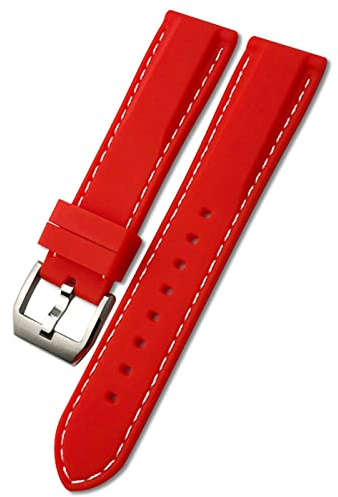 ZUC 19/20mm 21/22mm Hochwertiges Silikonkautschukarmband für Iwc Groß Uhren Spitfire Portofino-Familienmarke 18 Gurt(Red white,21mm)