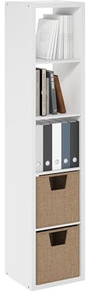 Furinno Cubicle Open Back Dekorativer Vertikalwürfel-Aufbewahrungsorganisator, 5 Würfel, Weiß