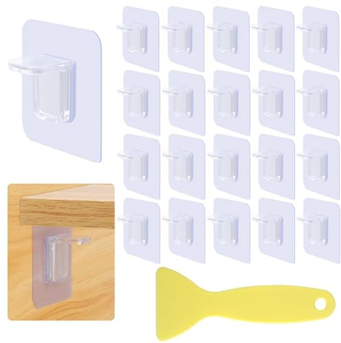 20 stück Regalbodenträger Selbstklebend, Acryl Einlegeboden Halter Ohne Bohren, Extra Starker Klebehaken Regalbrett Halterung Transparent Fachbodenträger, Bodenträger für Einlegeboden Kleiderschrank