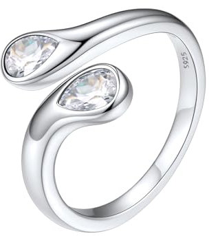 Silvora Silberringe Damen Verstellbares Diamant Zirkon Fingerring Dünne Toi Et Moi Geburtsstein Damenring Silber Hochzeitsringe Ring Silber 925 für Frauen