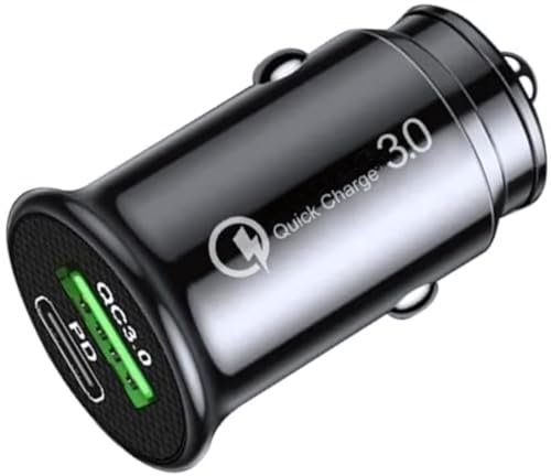 USB C Retractable Car Charger -12V USB Adapter [Dual Port Usb/usb c] Cigarette Lighter USB C Charger Compatible for Sam-sung Galaxy & Android Phones. (Black)