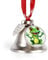 Wunderschöner grüner Frosch bedruckte Weihnachtsbaum-Metallglocke, personalisierte Liebes-Weihnachtsglocke, Ornament, kann als Feiertagsparty-Dekoration verwendet werden