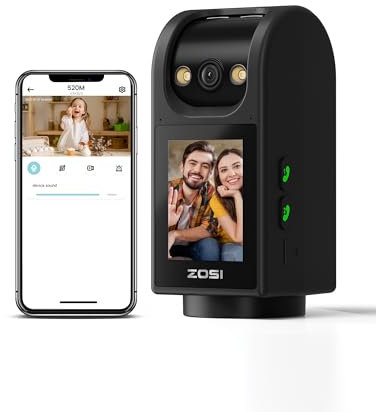 ZOSI 4MP Cámara Vigilancia WiFi Interior con Pantalla de 2,8 Pulgadas, 2,4G/5G PT Cámara Seguridad, 360 ° Vista para Bebé/Mascota, AI Detección y Seguimiento Automático, Audio Bidireccional, C520M