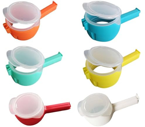 Naisfei 6 Pcs Reusable Bag Clips with Pour Spout for Food Storage, Snack Sealing and Moisture Protection