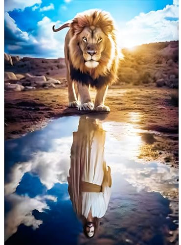 AIRDEA Löwe Diamond Painting Erwachsene, DIY 5D Jesus Diamant Painting Bilder, Bastelset Erwachsene Frauen als Haus Wanddeko 30x40 cm