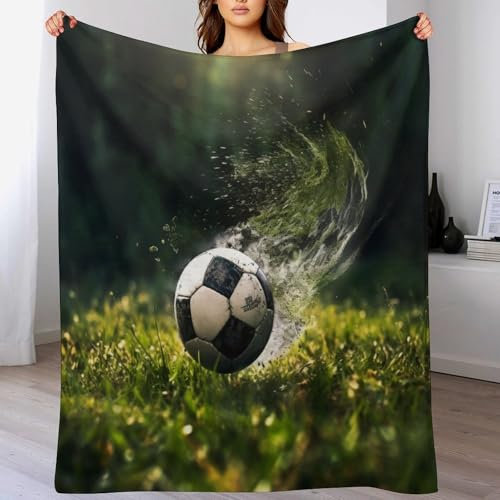 Fußball Decke Wohndecke Warm & Kuschelig Waschbar, Überwurf Ideal Für Draußen, Camping, Couch, Bett, Reisen – Superweiche Wolldecke （140×180cm）
