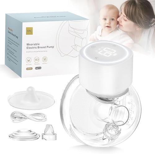 Anluomafuy Portable Hand Free Breast Pump, Electric Breast Pump, Rechargeable Milk Extractor, 3 Modes, 9 Levels, LED Display, Memory Function, BPA Free, Weighs 263g, White
