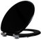 Fanmitrk Wood Toilet Seat- MDF Wooden Toilet Seat,Bright Black Color,Soft Close with Metal Hinges,Easy to Clean (Black MDF)