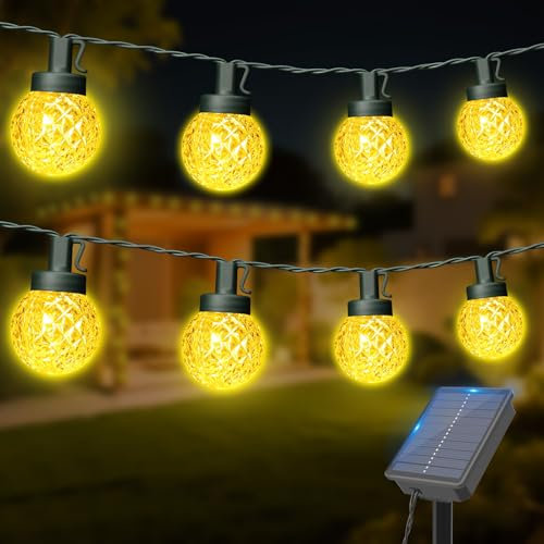 Dalugo Lichterkette Außen Solar, 12m 30 LED Solar Lichterkette Aussen mit Timer, 8 Modi Warmweiß Solarlichterkette Außen Wetterfest für Balkon Deko, Garten, Terrasse, Party, Hochzeit