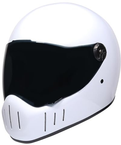 WMDMJT Vintage Motorradhelm Integral Für Erwachsene, Retro Unisex Scooterhelm Mit Visier, Leichte ABS-Schale, DOT/ECE Zertifiziert Für Straße Und Stadtverkehr,White 1-M