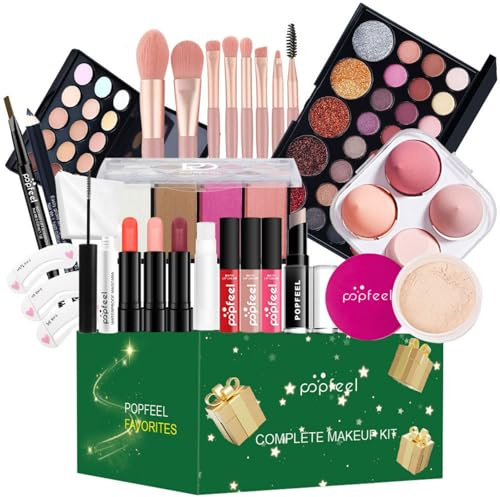 RoseFlower Professional Makeup Set, Essential Make up Starter Set Make-up Gift Sets Makeup Kit with 29 Colors Matte Glitter Eyeshadow Palette Makeup Brush Set Eyebrow Pencil Eyeliner Mascara