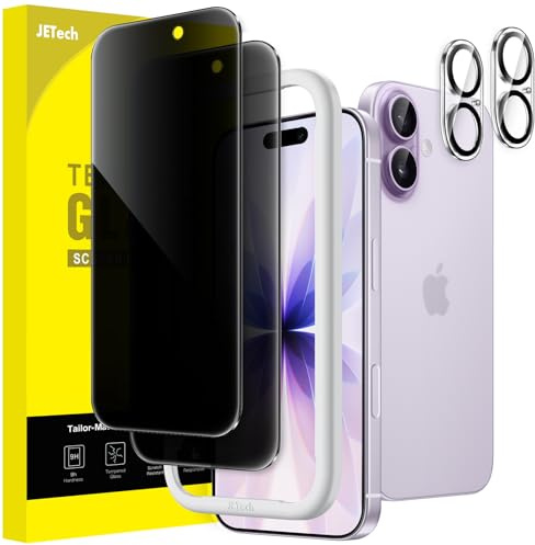 JETech Privacy Pellicola Protettiva per iPhone 17 6,3 Pollici con Protezione per Obiettivo Fotocamera, Vetro Temperato Film con Strumento di Installazione Facile, Pacco da 2 Ciascuno