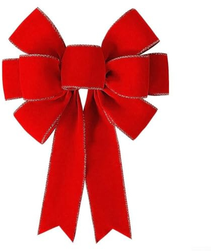 Besttoolifes Rote Weihnachtsschleifen für den Außenbereich, 27 x 50 cm, große Weihnachtsbaumschleife, Samtkranz-Schleife für Weihnachten, Zuhause, Haustür-Dekoration