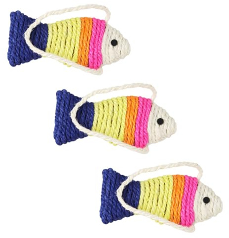 ARTSEWPLY Sisal Kratzbrett mit Aufhängung in Fischform 3 Stück Möbel Schutz und Unterhaltung Kratzfestes Katzenspielzeug Zufällige Farbe für Katzen und Kätzchen