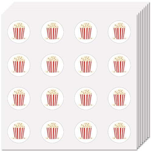 CREATCABIN 128 Stück Mini Popcorn Aufkleber Party Essen Aufkleber 2.5cm Klein Rund Punkt Kreis Selbstklebend Dekorative Aufkleber Für Lehrer Belohnungsplaner Scrapbooking Laptop Kalender