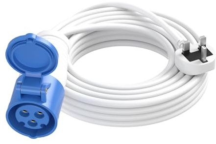 Camping Electric Hook Up Cable 16Amp to 13Amp Adapter, 5M | For Caravan Campervan Motorhome Accessories, 220~250V Fused UK Plug