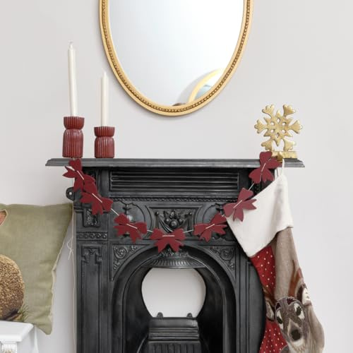 Melody Maison Distressed Dark Red Wooden Bow Garland - 120cm (1.2m / 47.2')
