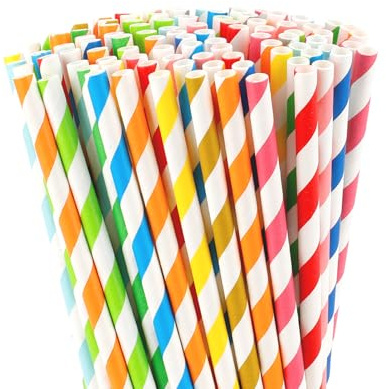 100 Stück Farbenfroh Papier-Strohhalme – Biologisch abbaubar & plastikfrei für eine elegante Party, Hochzeit oder Feier