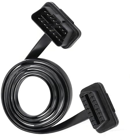GFFG Auto OBD2 Kabel Diagnosegerät, 16Pin Stecker auf Buchse Verlängerungskabel, Flach OBDII Flachbandkabel, Diagnose Adapter Stecker (1.5M)