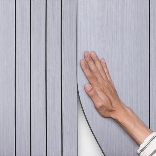 Tarwanear 10Rolls Peel and Stick Wall Panels Self Adhesive Wood Panelling, 300*40cm Waterproof Thermal Wallpaper, Dark Grey Tiles Sticker for Bedroom Living Room Bathroom Hallway Kitchen Feature Wall