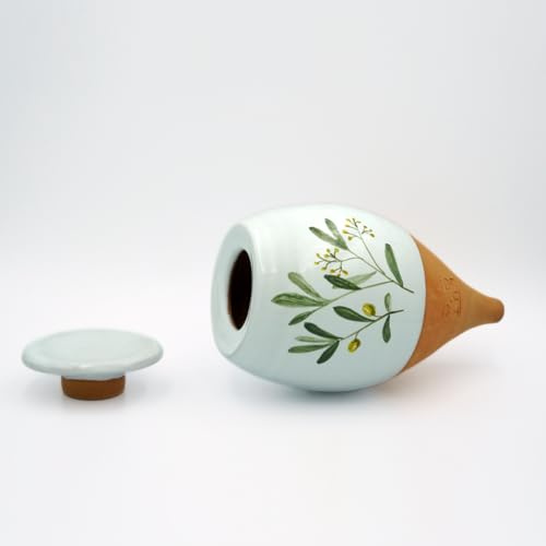 Lutoya Olla Artisanal Fait-Main 100% céramique 35 cl | Diffuseur d'eau Autonome pour des Plantes en Bonne santé | Irrigation Lente | Facile Efficace | Modele Olivier