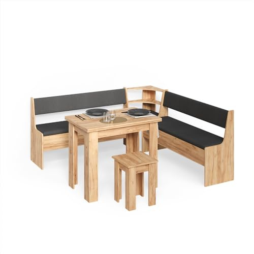 Livinity Eckbankgruppe Tiberio, Goldkraft Eiche, 210 x 210 cm mit Tisch
