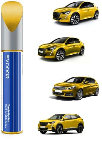 (KLT) Giallo Faro Madreperlato Metallizzato – Pennarello per ritocchi vernice per PEUGEOT – Per riparare i graffi, soluzione rapida e facile