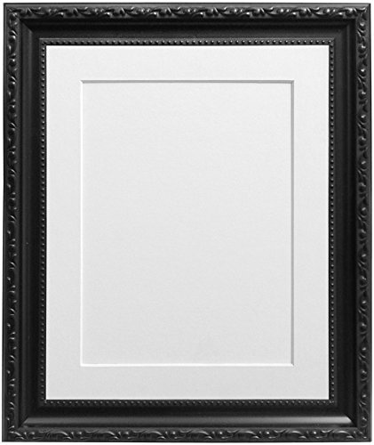 FRAMES BY POST 30mm Black Photo Picture Poster Frame with White Mount A1 For Pic Size A2 (Plastic Glass)
