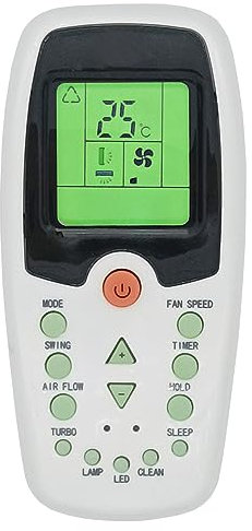 Wellclima telecomando ZH/EZ-01 per condizionatore, sostituisce lo stesso modello a marchio Chigo Croma Komeko Rheem Whirlpool Tornado e Howell HO.AIR12448PBN - display retroilluminato