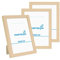 PHOTOLINI Cadre 13 x 18 bois MDF naturel, lot de 3 cadres photo pour posters et affiches, verre acrylique incassable, décoration murale à suspendre & à poser, avec accessoires supplémentaires