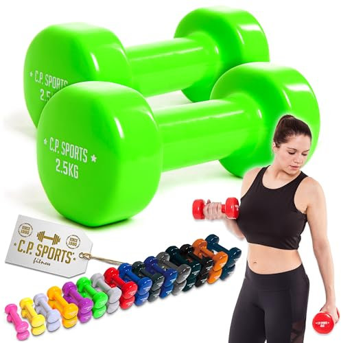 C.P. Sports Gymnastikhanteln | Kurzhanteln 2er Set - Gewichte von 0,5kg bis 12kg | Hanteln für Damen & Herren | Hantelset für Sport, Fitness, Kraftraining, Workout, Home Gym | 2,5 KG - Paar