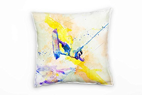 Paul Sinus Art Wakeboard Deko Kissen mit Füllung 40x40cm für Couch Sofa Lounge Zierkissen - Dekoration zum Wohlfühlen