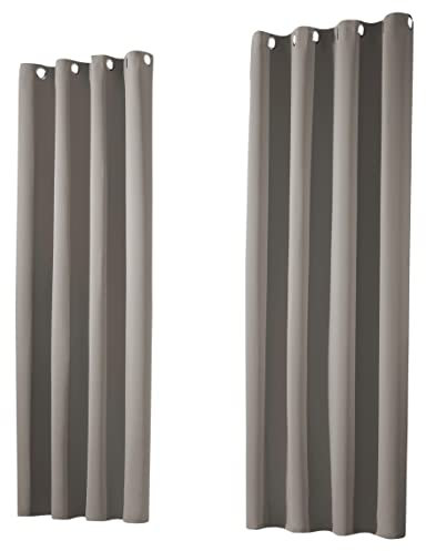 heimtexland ® 1 Paar Thermo- Verdunklungsgardinen Ösenschal Vorhänge Verdunkelnd Isolierend Blickdicht Verdunkelungsvorhänge HxB 245x135 Schlamm Typ139