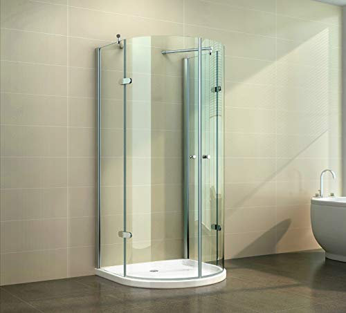mit Duschtasse 80x80 aus 6mm ESG Sicherheitsglas Nano Beschichtung Halbkreis U-Duschkabine, Größe:100 x 100 x 190 cm, Dusche_Amazon:Klarglas | ohne Duschtasse & Ablauf