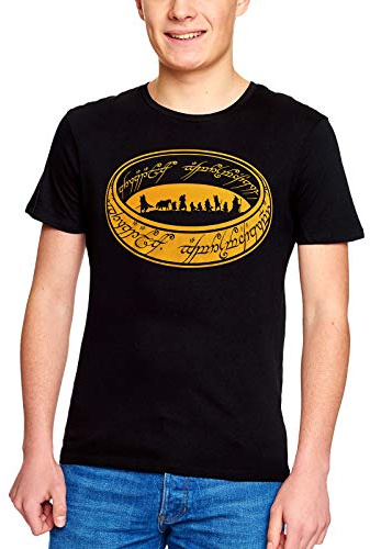 Elbenwald Herr der Ringe Herren T-Shirt Gefährten des Rings Baumwolle schwarz - L
