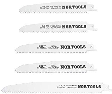 5 piezas 150 230 mm BIM Sable alternativo Hojas de sierra de sable Conjunto combinado Inalámbrico Corte alternativo Corte de metal Madera para poda para modelos Bosch DEWALT Makita,etc.