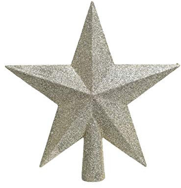 Christbaumspitze Stern Kunststoff Glitzer 19cm Weihnachtsspitze Tannenbaumspitze Champagner