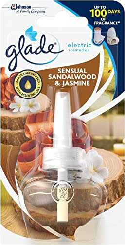 Glade Plug in Air Freshener Refill, Electric Scented Oil Room Air Freshener, Sandalwood & Jasmine, Duo Pack (2 x 20 ml)