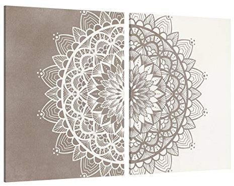 Bilderwelten Leinwand-Bild Echtholz 2-teilig - Mandala Illustration Shabby 2X 80x60cm Canvas