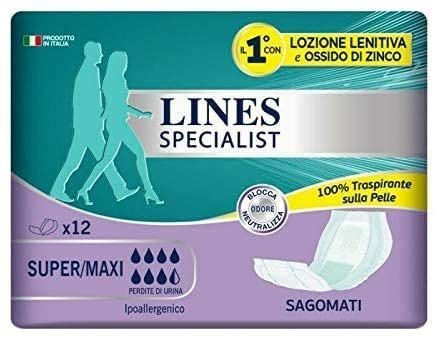 Lot de 12 paquets de 12 lingettes sagomées pour adultes Super Maxi Incontinence [ Total 144 lingettes ]