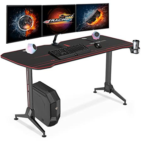 SANODESK Gaming Schreibtisch höhenverstellbarer Computertisch PC Schreibtisch mit 160cm übergrößem Desktop, Schwarz …