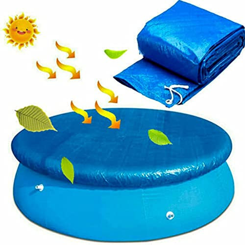 BalleenShiny Runde Schwimmbadabdeckung, Gartenrahmen, Poolabdeckung, oberirdische Schwimmbeckenabdeckung, Anti-Staub, Regenschutz, Anti-UV-Poolabdeckung für Steel Pro Pool Planschbecken (rund 1,8 m)
