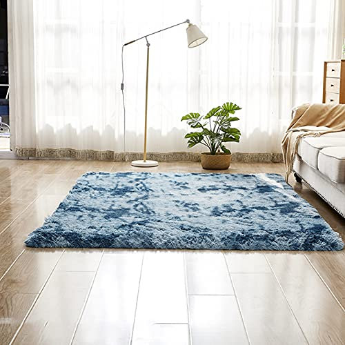 ERPENG Carpet 60x120cm Kunstfell Shaggy Flauschig Schaffell Teppich Naturprodukt für Wohnzimmer, Kinderzimmer, Schlafzimmer Größen, Dunkelblau