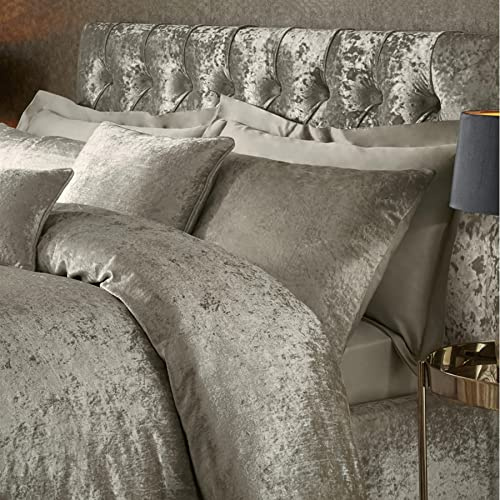 ED Luxury Crushed Velvet Duvet Quilt Cover Bedding Linen Set With Housewife Pillowcases Ultra Soft Duvet Cover Set [Super King, Mink Beige]