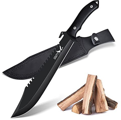 Golden Bird Outdoor-Messer Scharf Full Tang D2 Stahl, Jagdmesser groß mit 26.5cm Fixed-Klinge, Survival Messer groß für Camping, Wandern, Angeln und Busch schneiden