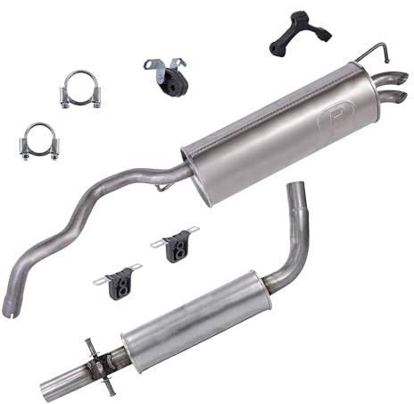 ATEC Germany Auspuff Schalldämpfer Set 1x Mittelschalldämpfer, 1x Endschalldämpfer, mit Montagematerial Kompatibel mit A UDI A3 (8L1), SEAT LEON (1M1), VW GOLF 4 (1J1), NEW BEETLE (9C1, 1C1) (1Y7)