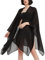 Women's Kimono Cardigan Long Chiffon Floral Swimsuit Cover up Bohemian Beachwear Bikini Shawl Tops Plain Black