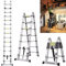 Scala telescopica da 3,8m, scala telescopica da 1,9+1,9m scaletta telescopica in alluminio pieghevole multiuso e pieghevole, scala pieghevole antiscivolo, scala leggera e portatile, capacità di 150kg