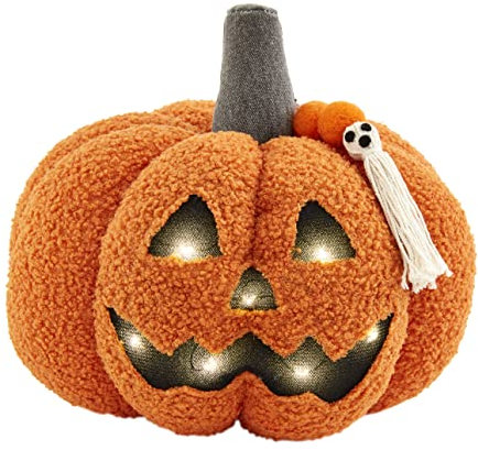 Mud Pie Sherpa Jack-o-Lantern Kissen, 20,3 x 22,9 cm, Orange